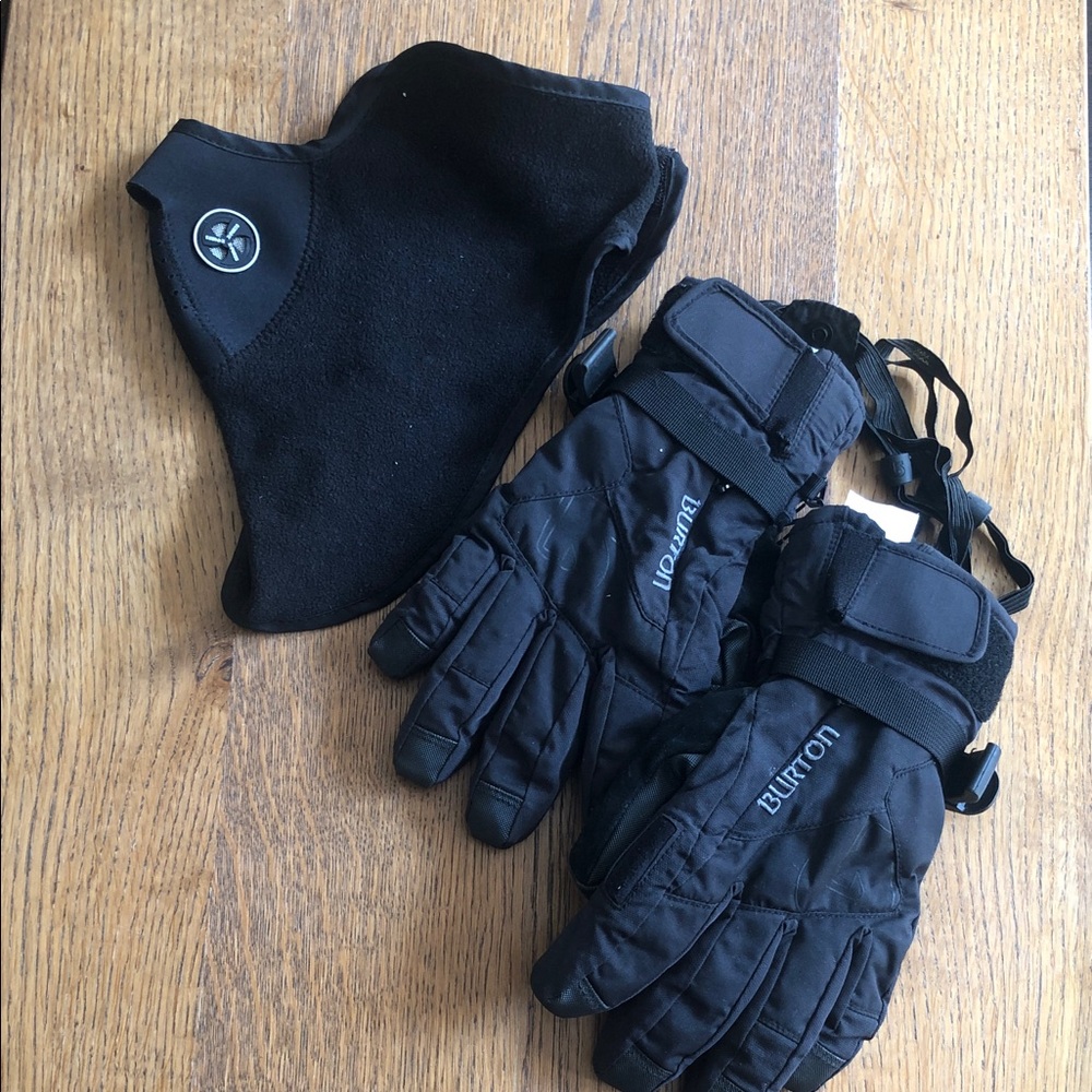 Burton Gortex Black Men's Winter Snow Gloves & Face Mask